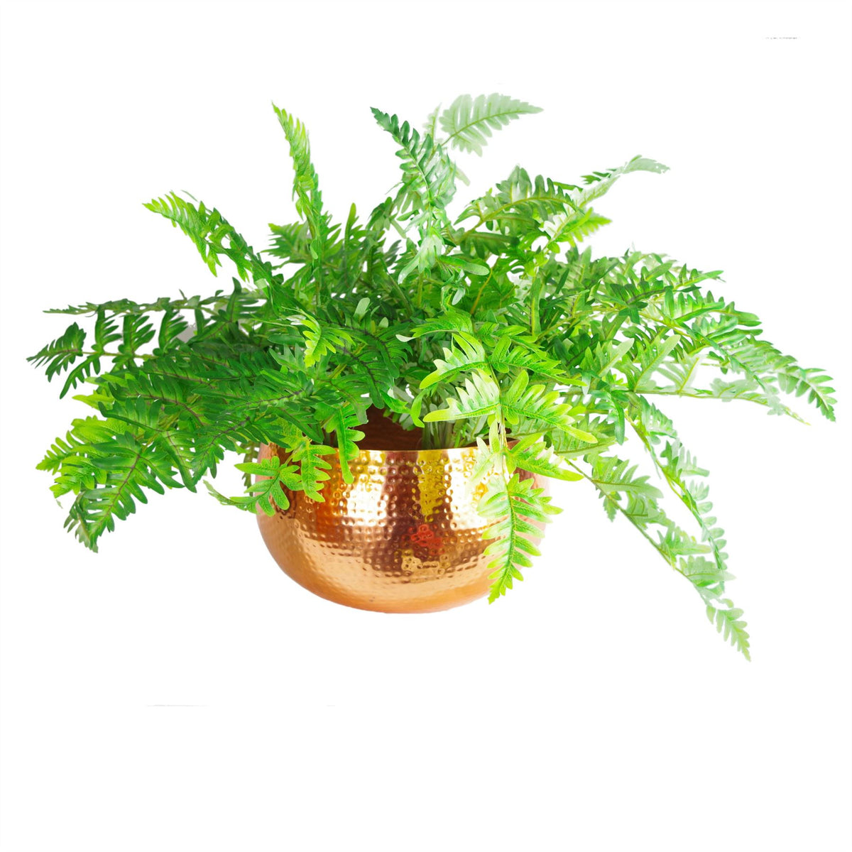 Leaf Hammered Copper Metal Planter Bowl, 32 x 20cm