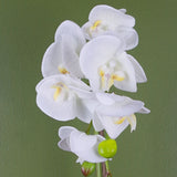 Leaf Design 46cm Artificial Orchid – White Real Touch Flowers in Gold Pot