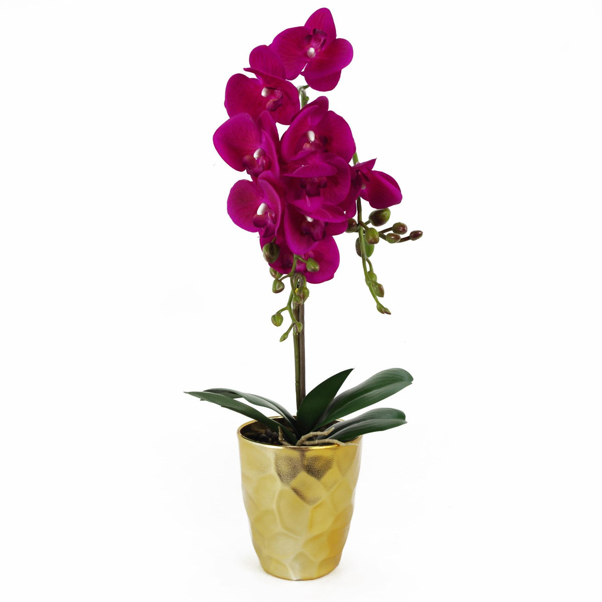 54cm Artificial Orchid Plant – Dark Pink Gold Pot