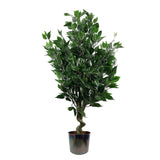 Leaf 110cm Realistic Artificial Ficus Tree with Multicolour Metal Planter – Wired Stems, Botanically Accurate Foliage