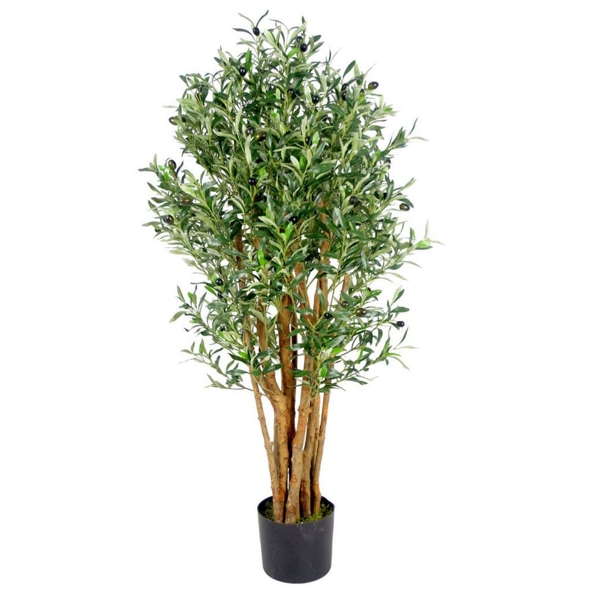 Leaf Realistic Artificial Olive Tree, 125cm in Black Plastic Pot – Premium Faux Tree for Home & Office