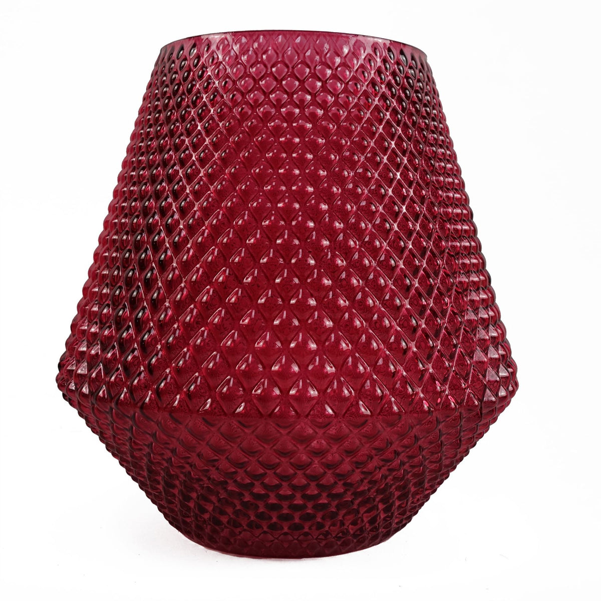 23cm Diamond Embossed Pink Glass Vase