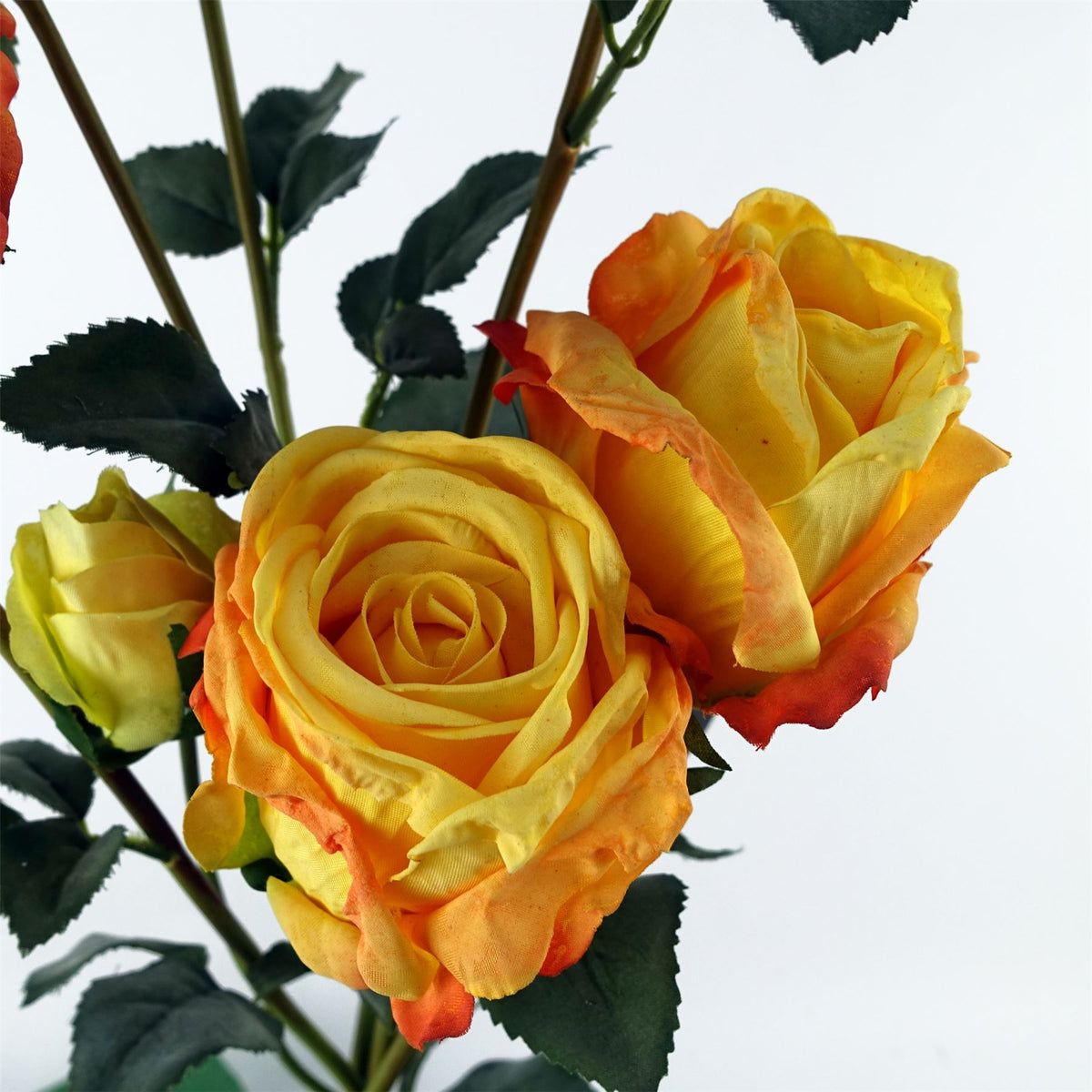 6 x 60cm Yellow Rose Artificial Flower Sprays – 24 Flowers 18 Buds