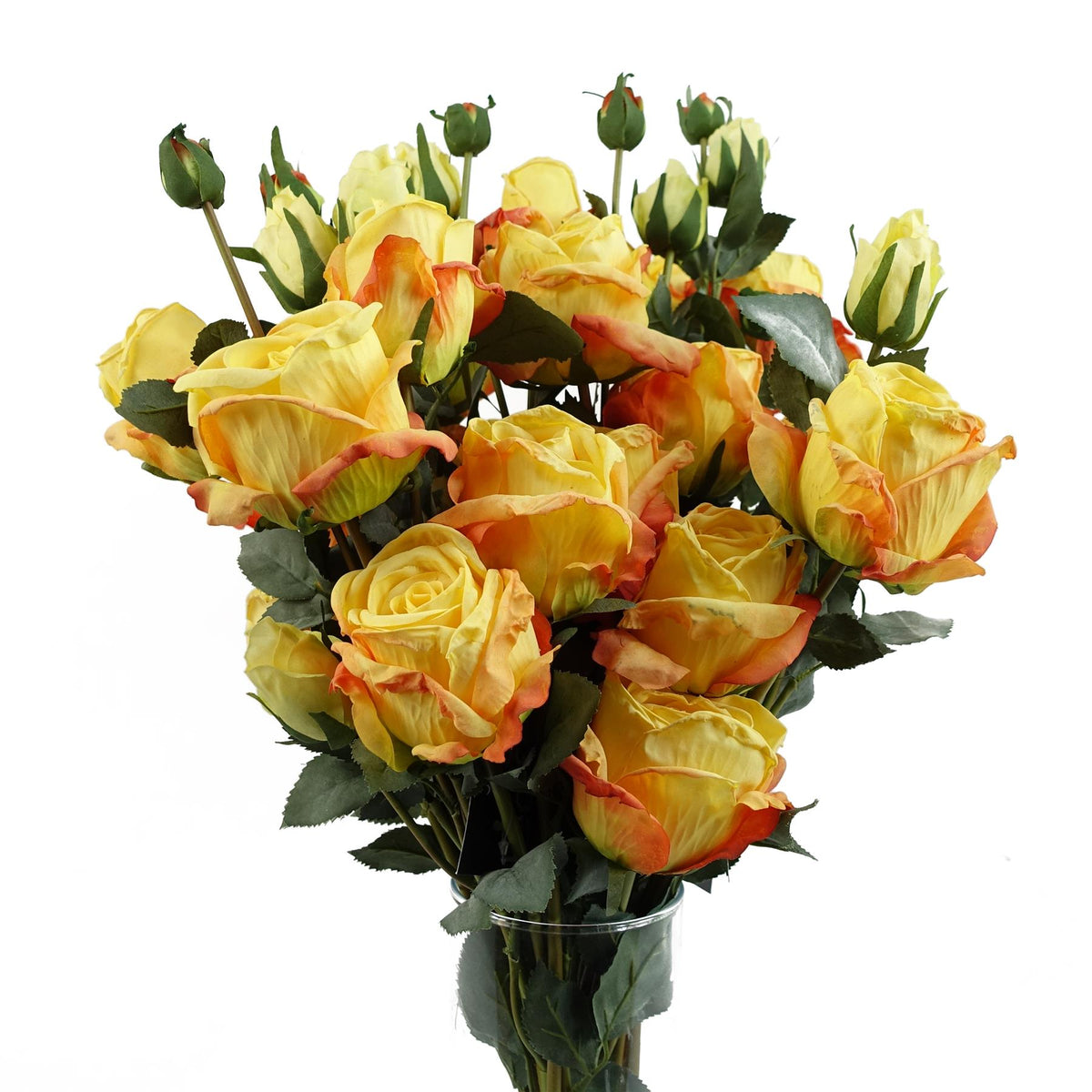 6 x 60cm Yellow Rose Artificial Flower Sprays – 24 Flowers 18 Buds