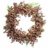 Leaf 55cm Artificial Hanging Wreath with Black and Red Berries – Realistic Door Decoration