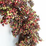 Leaf 55cm Artificial Hanging Wreath with Black and Red Berries – Realistic Door Decoration