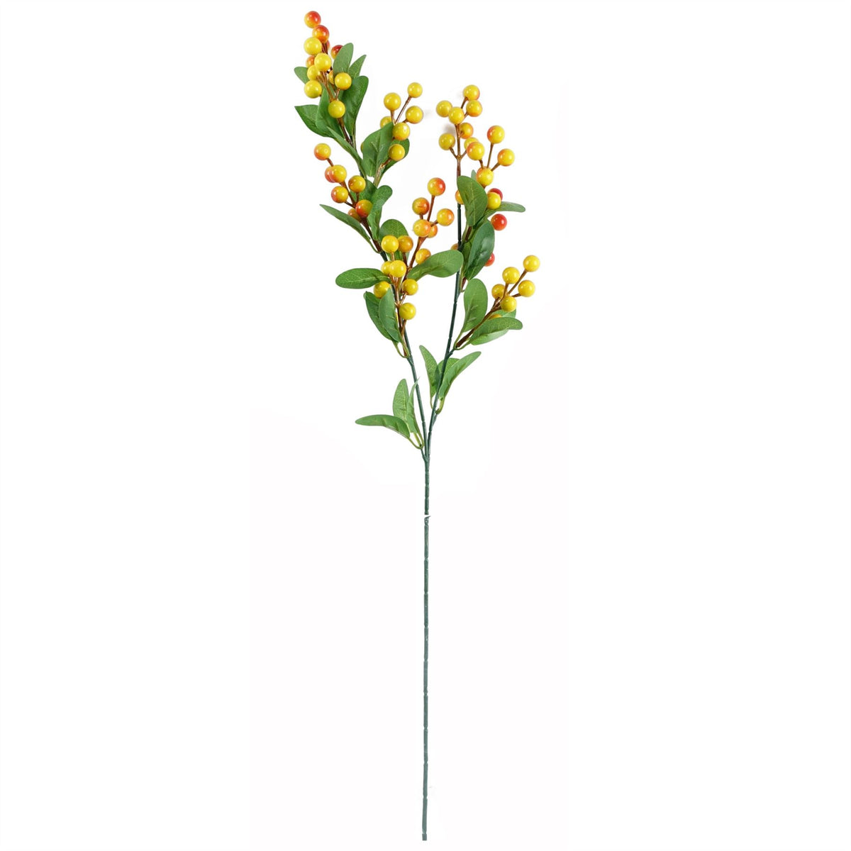 Leaf 60cm Artificial Red Rose & Eucalyptus Arrangement with Glass Diamond Vase – Orange Berry Display