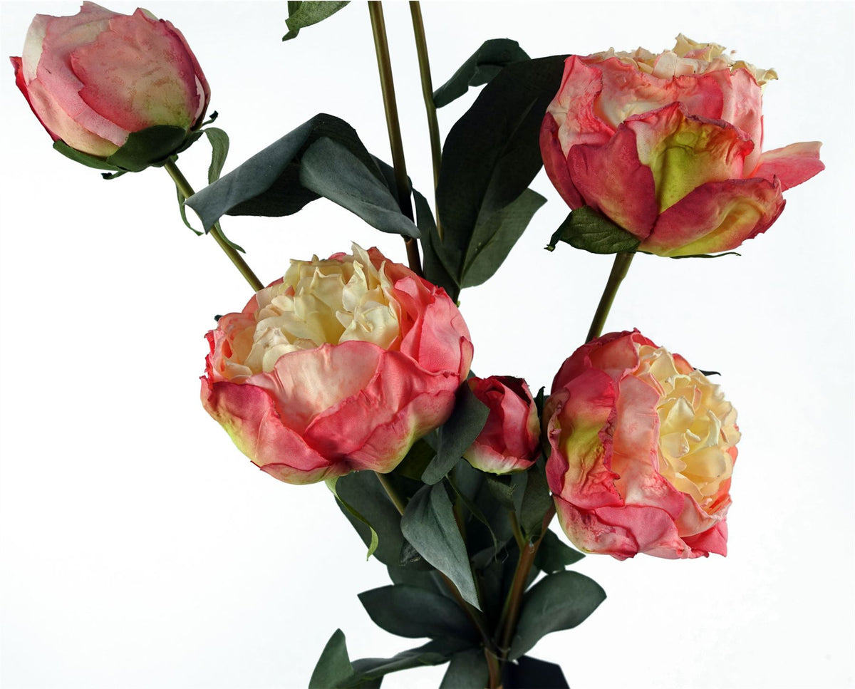 6 x 55cm Pink Peony Artificial Flower Stems – 24 flowers 18 buds