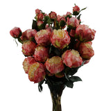 6 x 55cm Pink Peony Artificial Flower Stems – 24 flowers 18 buds