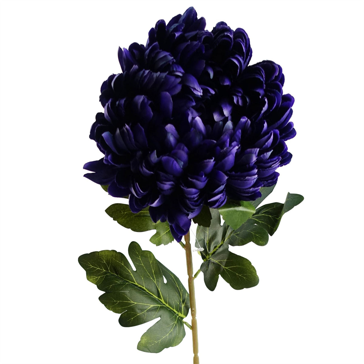 Leaf Extra Large Artificial Reflex Chrysanthemum Stem, 75cm – Silk Petals, Purple