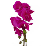 Leaf Artificial Orchid Plant in Decorative Pot, 46cm – Real Touch Flowers, Dark Pink & Gold