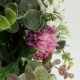 Leaf Artificial Pink Floral Blossom Wreath, 45cm – Luxury Floristry Door Decoration, Woven Base