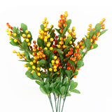 Leaf Pack of 6 Artificial Orange Berry Sprays, 70cm – Plastic Leaf Stems for Arrangements