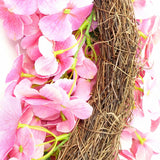 Leaf Artificial Pink Floral Blossom Wreath, 40cm – Luxury Floristry Door Decoration, Woven Base