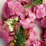 Leaf Artificial Pink Floral Blossom Wreath, 40cm – Luxury Floristry Door Decoration, Woven Base