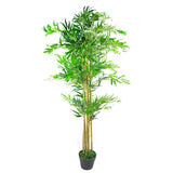 150cm (5ft) Natural Look Artificial Bamboo Plants Trees – XL with Silver Metal Planter