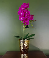 54cm Artificial Orchid Plant – Dark Pink Gold Pot