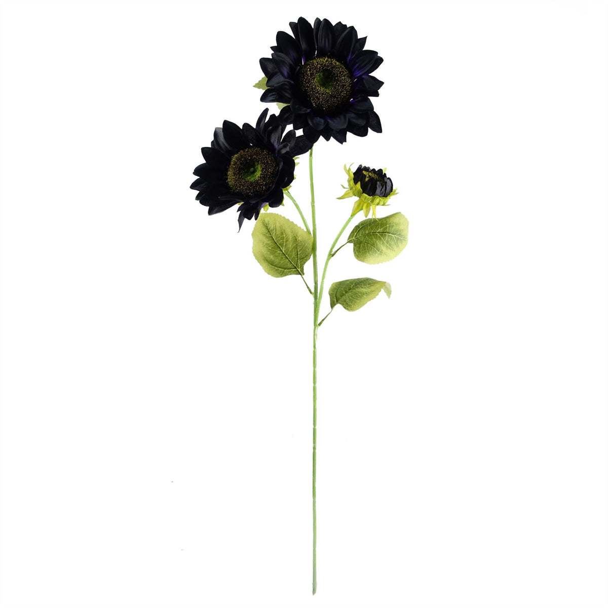 Leaf Pack of 6 Purple Artificial Sunflower Stems, 88cm with 3 Heads – Wired Faux Flowers for Arrangements