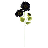 Leaf Pack of 6 Purple Artificial Sunflower Stems, 88cm with 3 Heads – Wired Faux Flowers for Arrangements