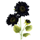 Leaf Pack of 6 Purple Artificial Sunflower Stems, 88cm with 3 Heads – Wired Faux Flowers for Arrangements