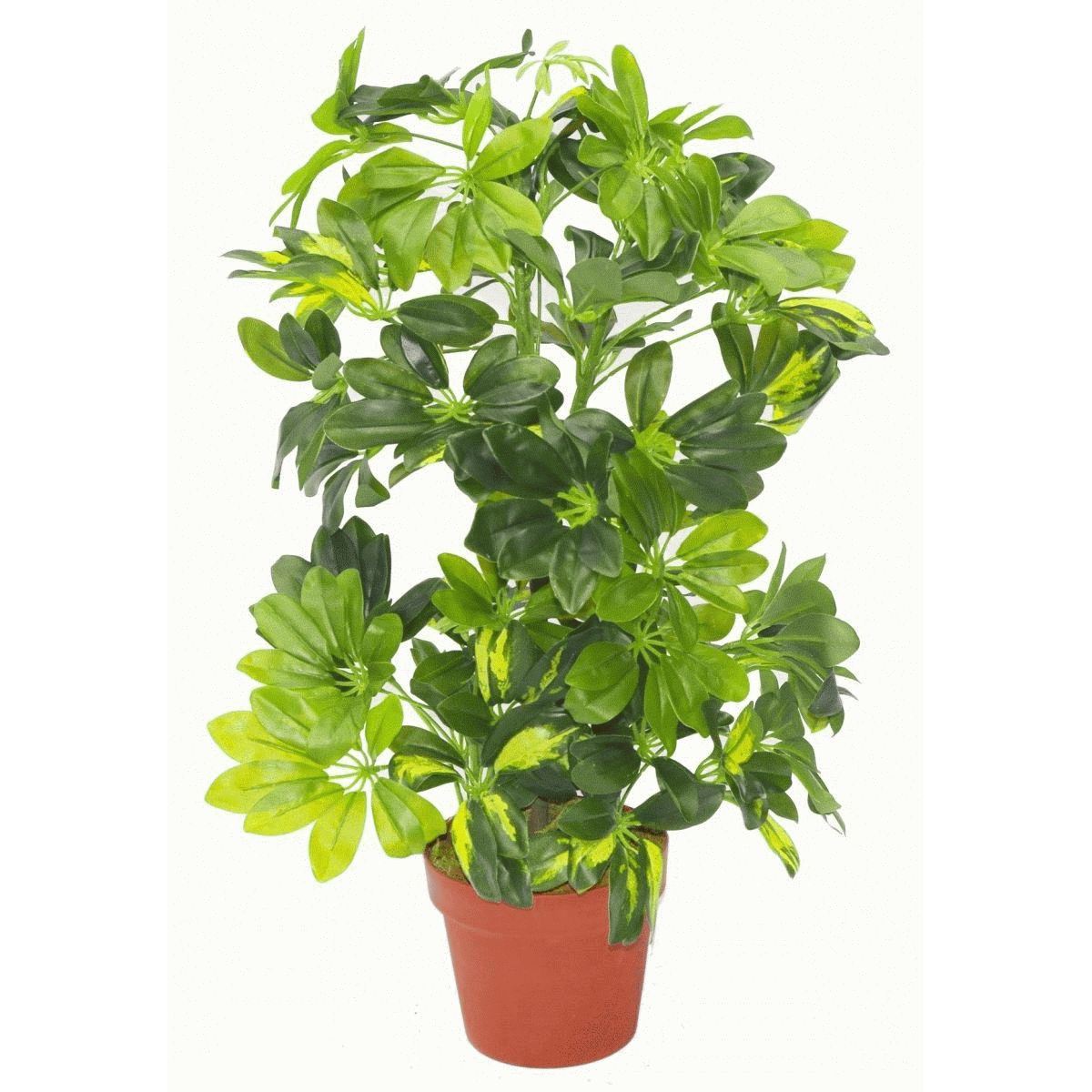 Leaf 75cm Realistic Artificial Arboricola Gold Capella Plant with Copper Metal Planter – Wired Stems, Home Decor