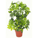 Leaf 75cm Realistic Artificial Arboricola Gold Capella Plant with Copper Metal Planter – Wired Stems, Home Decor