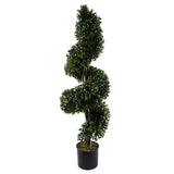 Leaf Design 120cm Artificial Spiral Buxus Tree, UV Resistant – Outdoor Topiary in Pot for Garden & Patio
