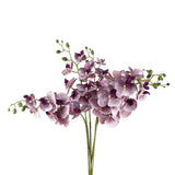 Pack of 6 x 100cm Artificial Phalaenopsis Orchid Purple Stem – 42 Flowers