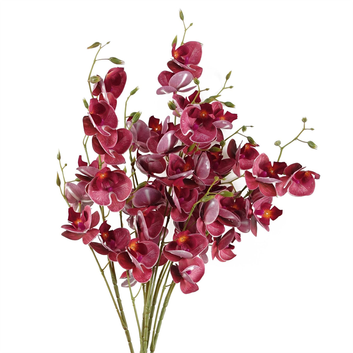 Leaf Pack of 6 Dark Pink Artificial Mini Orchid Stems, 80cm with 10 Flowers Each – Wired Faux Flowers