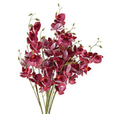 Leaf Pack of 6 Dark Pink Artificial Mini Orchid Stems, 80cm with 10 Flowers Each – Wired Faux Flowers