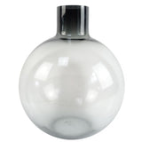 Leaf Extra Large Glass Bottle Vase, 40cm Thick Hand-Finished Glass – Real or Artificial Flowers, Grey Smoke