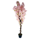 Leaf Artificial Blossom Tree, 150cm Pre-Potted Faux Tree – Indoor Home Decor, Pink