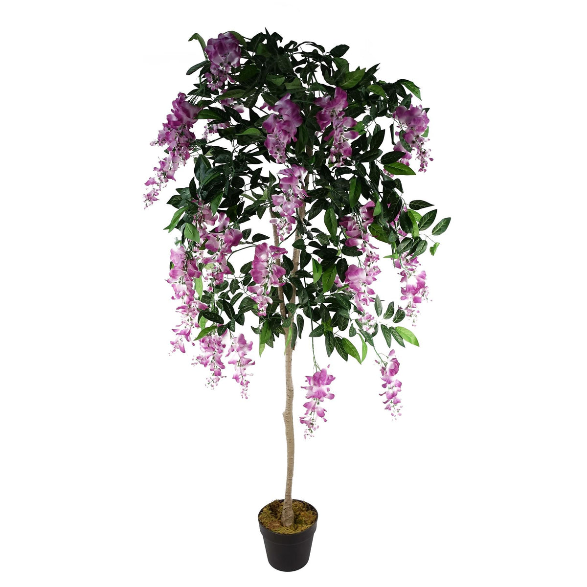 Leaf Artificial Wisteria Tree, 150cm Realistic Faux Tree in Pot – Light Pink & Purple