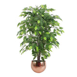 Leaf 90cm Artificial Ficus Tree with Copper Metal Planter – Realistic Indoor Faux Plant
