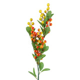 Leaf 70cm Artificial Orange Berry Spray – Plastic Leaves, Faux Stem for Arrangements and Decoration