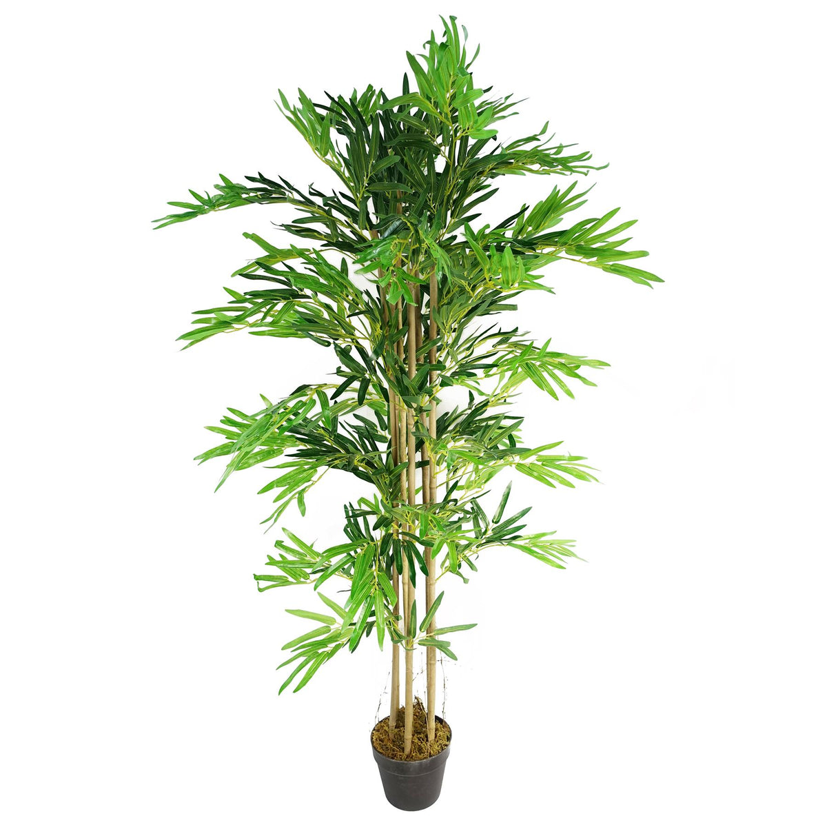 Leaf 150cm (5ft) Artificial Bamboo Plant with Real Natural Bamboo Canes – Realistic Home Decor, Green