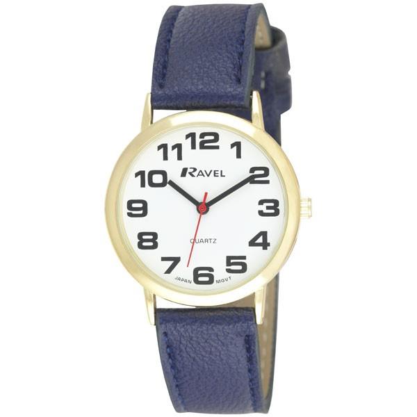 Ravel Large Classic Strap Watch with White Dial and Blue Strap – Model R0105.26.1A