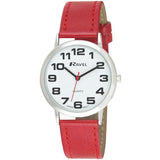 Ravel Large Classic Easy Read Strap Watch with White Dial and Red Strap, 36mm – Model R0105.10.1A