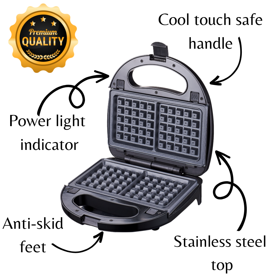 Domestic King 750W 3-in-1 Snack Maker with Interchangeable Non-Stick Plates – Toasties & Waffles (DK18117)