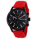 Henley Men’s Multi Eye Sports Watch with Black Dial and Red Silicone Strap – Model H02222.10
