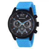 Henley Men’s Multi Eye Sports Watch with Black Dial and Blue Silicone Strap – Model H02216.6