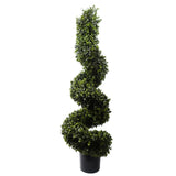 Leaf 120cm Spiral Boxwood Artificial Topiary Tree – UV Resistant Outdoor Plant in Plastic Pot