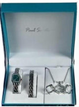 Paul Salatini Ladies Bling Watch Gift Set – Blue Dial, Silver Bracelet