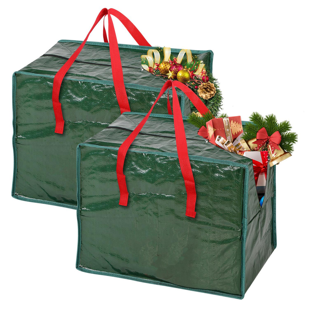 Vinsani Christmas Baubles and Tinsel Storage Bag – Holiday Decoration Organiser for Ornaments and Gift Wrap