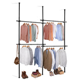 Black double telescopic clothes rail wardrobe organiser