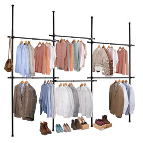 Black triple telescopic clothes rail organiser