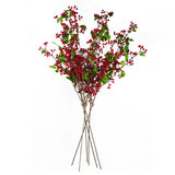 Leaf Artificial Red Christmas Berry Spray, Bundle of 6 x 80cm – Wired Stems, Festive Greenery