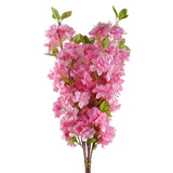 Pack of 6 Artificial Pink Blossom Stems, 100cm with Silk Flowers and Leaves – Home Floral Decor
