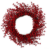 Leaf Design Extra Large Luxury Christmas Wreath with Red Berries – 60cm Natural Woven Base for Doors