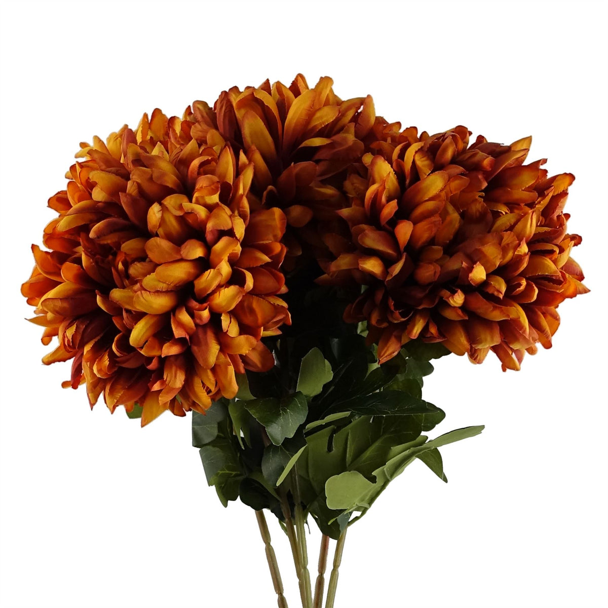Pack of 6 Extra Large Artificial Reflex Chrysanthemums, 75cm with Silk Petals – Orange Floral Decor